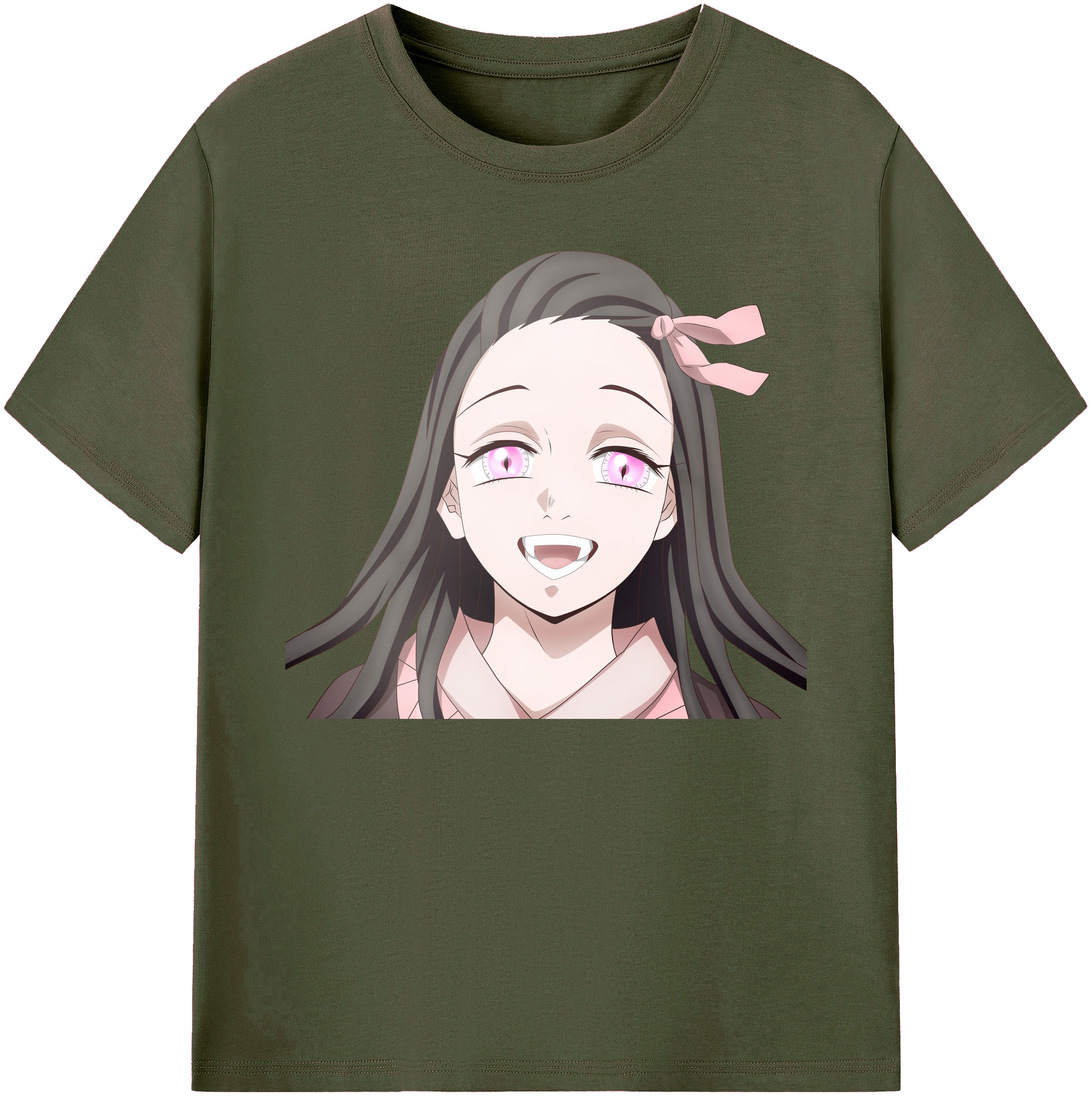 （画像用） 鬼滅の刃（きめつのやいば）竈門 禰󠄀豆子／かまど ねずこ Kamado Nezuko 綿100％ メンズ半袖Tシャツ｜肌触りやわらか＆通気性